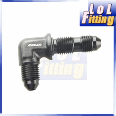 -3 AN AN3 Male 90 Degree Union Bulkhead Fitting Adapter Aluminum Black - Image 1 of 4