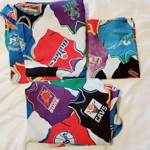 Vtg. 1990's NBA Twin Bed Sheet Set Team Jersey USA Made Bulls Lakers Sonics - Picture 1 of 2