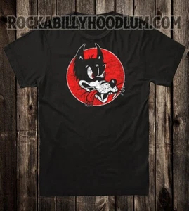 Retro Novelty Tee T Shirt Hot Rod Drag Race Chopper Cartoon Big Bad Wolf - Picture 1 of 9