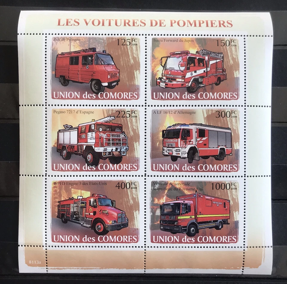Firefighter / Carros de Bombeiros / Special Transport - Comoros - MNH** Z18 - Image 1 of 1