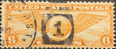 Scott #C19 US 1934 6 Cent Air Mail Stamp Winged Globe BoB - Image 1 of 2