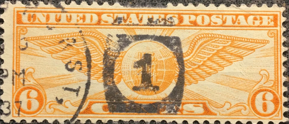 Scott #C19 US 1934 6 Cent Air Mail Stamp Winged Globe BoB - Image 1 of 2