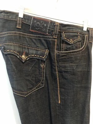 Pantalones de mezclilla para hombre 1921 Western Glove Works azul oscuro 38/34 con botones Foto 1 de 4