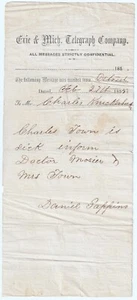 SELTEN - Erie & Michigan Telegraph Company - 1855 Jackson MI - Town sick Epidemic? - Bild 1 von 4