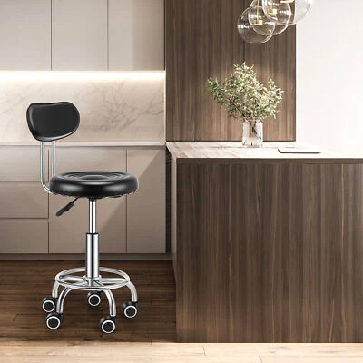 Rollhocker Mit Rückenlehne Drehhocker Höhenverstellbar Friseurhocker Werkstatt - Bild 1 von 4