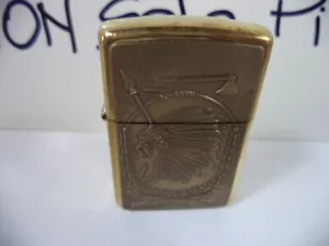 ZIPPO LIGHTER barrett smithe wild west series indian chief brass nuovo age 1996 - Foto 1 di 10