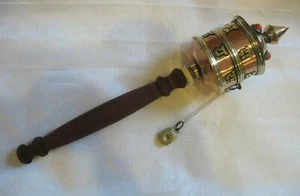 Budismo Tibetano Om Mani Padme Hum Dos Líneas Cobre Rueda de Oración Nepal - Imagen 1 de 4