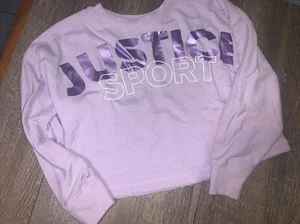 Justice sz 12 lavender sport crop sweatshirt shirt guc logo  - Picture 1 of 4