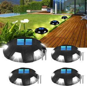 Solar Deck Lights, Driveway Lights Outdoor 4 Packs, Waterproof LED Step Lights W - Picture 1 of 9