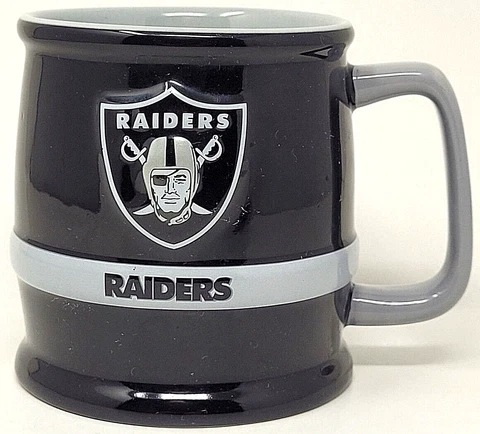 Los Angeles Raiders Football Raised 3D Logo Coffee Mug NFL Licensed Black & Gray Cover