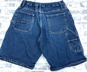 Vintage Wrangler Shorts Boys 10 Carpenter Jorts Baggy Loose Dark Wash Skate Y2K - Picture 1 of 10
