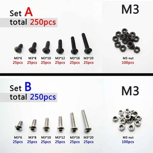250X Assortment Kit Metric M2 M3 Mushroom Button Head Hex Socket Screw Bolt Nut - Picture 1 of 9
