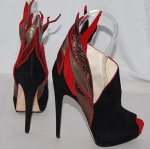 EU37/US7❤️Brian Atwood Suede Leather High Heel Platform Ankle Boots Bootie ITALY - Picture 1 of 15