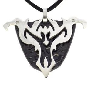 Black Dragon Head Shield Necklace Stainless Steel Cosplay Cybergoth Pendant - Picture 1 of 3