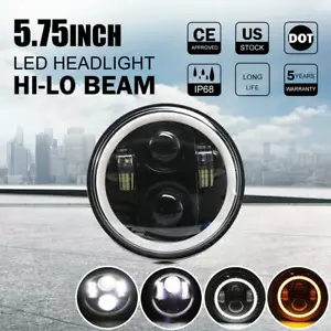 5-3/4" 5.75" LED Headlight Black Hi/Lo Beam Projector DRL for Harley Motorcycle - Picture 1 of 12