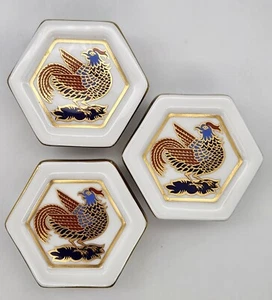 Royal Crown Derby Hexagonal Phoenix Trinket Boxes (3) #A.1299 VTG 1980s England - Picture 1 of 23