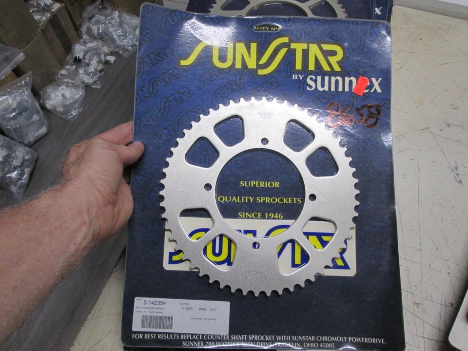 SUNSTAR SPROCKET - WORKS REAR ALLOY - 54T - KAWASAKI KX80 + KX85 + KX100 - Image 1 of 4