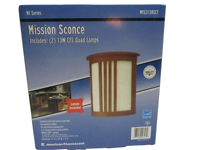 American Fluorescent Mission Sconce MIS213KECT (2) 13W CFL Quad Lamps Included — 第 1/4 张图片
