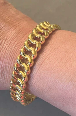 Italian MILOR 14K Gold Resin Chain Link Bangle Bracelet 25.4 grams New w/Tag - Image 1 of 4