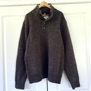 Maglione Schott Bros pullover tessuto pesante lavorato a maglia bottone Henley lana marrone taglia XL - Foto 1 di 6