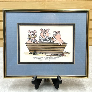 Robert Marble Signed Matted Framed Print Pigs Sophistication Is Important - Picture 1 of 5