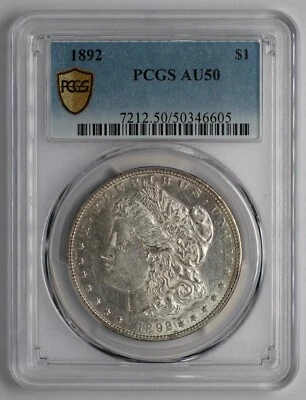 1892 Morgan Silver Dollar PCGS AU50 - Image 1 of 4