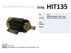 Yamaha starter motor suits various 75hp-90hp models from 1984-2010 - Picture 1 of 4