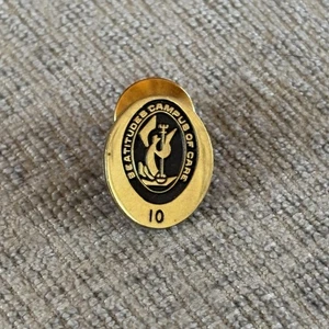 24K GP Gold Oval Lapel Pin Beatitudes Campus 10 Year Service Tie Tac Terryberry - Picture 1 of 10