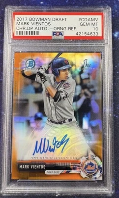 2017 BOWMAN DRAFT CHROME DRAFT PICKS ORANGE AUTO MARK VIENTOS 03/25 PSA 10  - Image 1 of 3