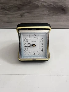 Bulova Travel Clock Mechanical Manual Wind Up Alarm Clam Case Does Not Work - Picture 1 of 5