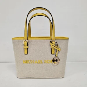 Bolso de Mano Michael Kors Jet Set de Lona 35S4GTVTOC Amarillo Dorado - Imagen 1 de 9