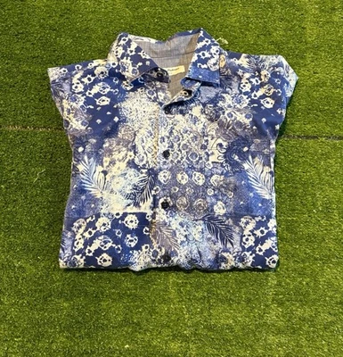 Tommy Bahama shirt mens medium blue tortola rare floral lighweight long sleeve R - Image 1 of 4