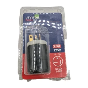 Leviton gerader Stecker Industriequalität 20 Amp 125 Volt schwarz und weiß - Bild 1 von 2