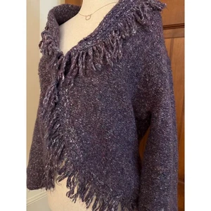 Ruby Rd Fransen Cardigan Pullover Damen groß lila vorne offen künstlerisch Boho - Bild 1 von 10