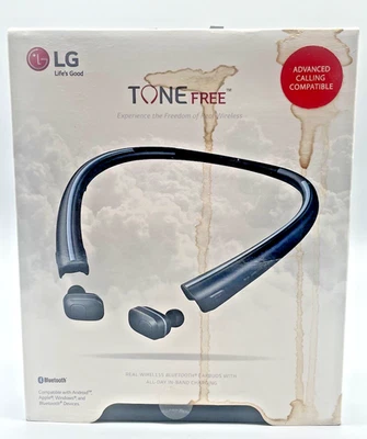 LG HBS-F110 Tone Free Neckband Bluetooth Earphones - Black - Open Box - Image 1 of 4