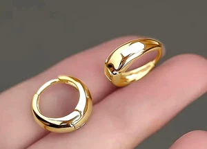 1 Paar K10 vergoldet französische Style Hoop, Stainless Steel, hypoallergenic - Bild 1 von 4