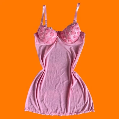 Vestido sin mangas vintage bebé rosa malla roseta coqueta hada y2k años 00 M rampage Foto 1 de 4