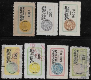 South Vietnam 7 Different Diplomatic Revenue Stamps - Picture 1 of 2