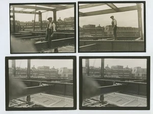 Iron Worker / Sky Walker Poses In Girders - 6 Photos Dudley Glanfield London - Picture 1 of 4