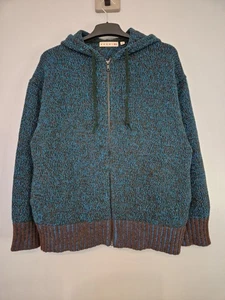 Marni X Uniqlo Zip Up Knitted Hoodie Men's Size Medium Blue Brown Wool Blend - Picture 1 of 8