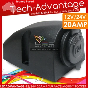 12V 24V 20AMP 10AMP MARINO/BARCO/4X4. TOMA DE CORRIENTE CIGARRILLO MONTAJE EN SUPERFICIE DE CARAVANA - Imagen 1 de 5