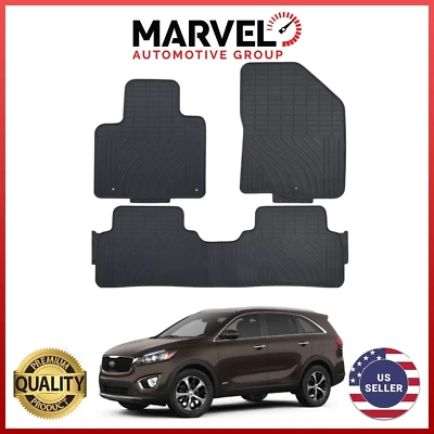Juego de alfombrillas delanteras y traseras negras para todo tipo de clima para KIA Sorento 2016-2020 Foto 1 de 4