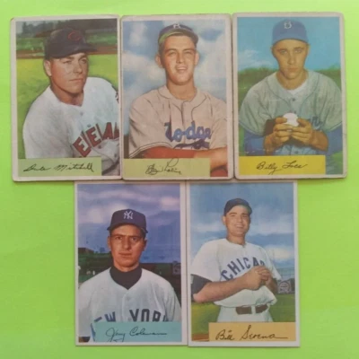 Lote de 5 tarjetas 1954 Bowman Baseball (J. Coleman/Clem Labine/Billy Loes/Bill Serena) Foto 1 de 4