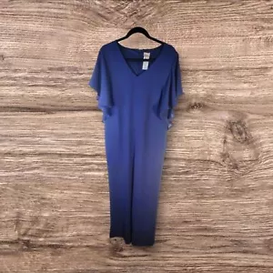 Chicos Jumpsuit Navy Flutter Sleeve Size 1.5/10 NWOT light colored Spots Cuffs - Picture 1 of 13