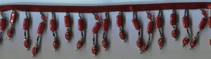 2" BURGUNDER PERLEN STOFF ZUCKERSTANGE HÄNGENDE FRANSENBORTE 3 YARD - Bild 1 von 1