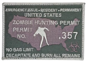 UNITED STATES ZOMBIE HUNTING PERMIT .357 MULTICAM TACTICAL HOOK MORALE PATCH - Picture 1 of 2