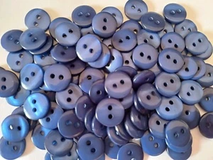 Small 11mm 18L x 12 Royal Blue 2 Hole Pearlescent SHIRT Craft BABY Buttons - Picture 1 of 2
