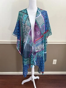 Kimono One Donna Nuovo con etichette 100% Cotone Boho Multicolore Made in India - Foto 1 di 6