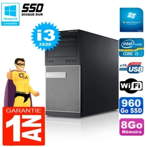 Pc Tour DELL 7010 Core I3-3220 Ram 8Go Disque 960 Go Ssd Wifi W7 - Imagen 1 de 1