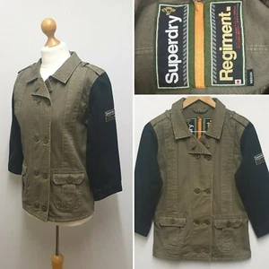 SUPERDRY REGIMENT WOMENS JACKET DOUBLE BREASTED KHAKI BROWN SIZE MEDIUM M - Picture 1 of 12